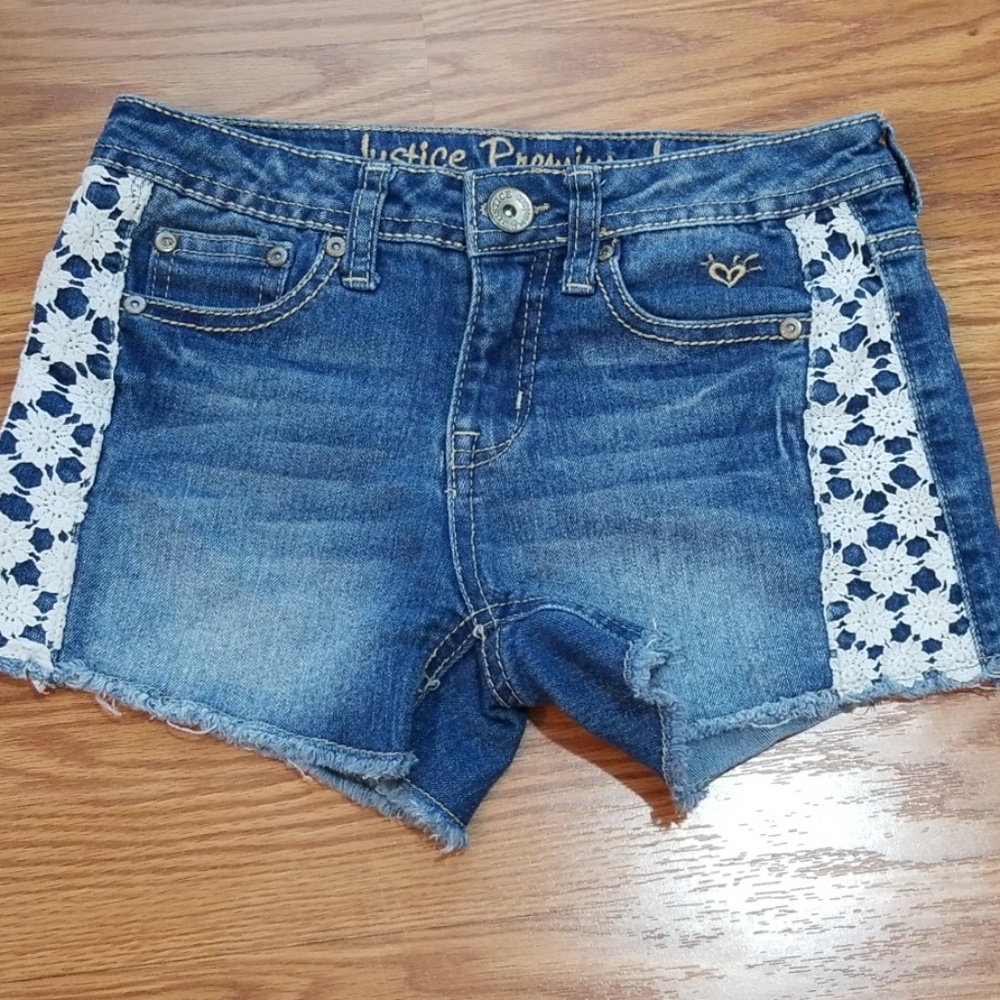 Justice Jean shorts crochet trim girls size 12